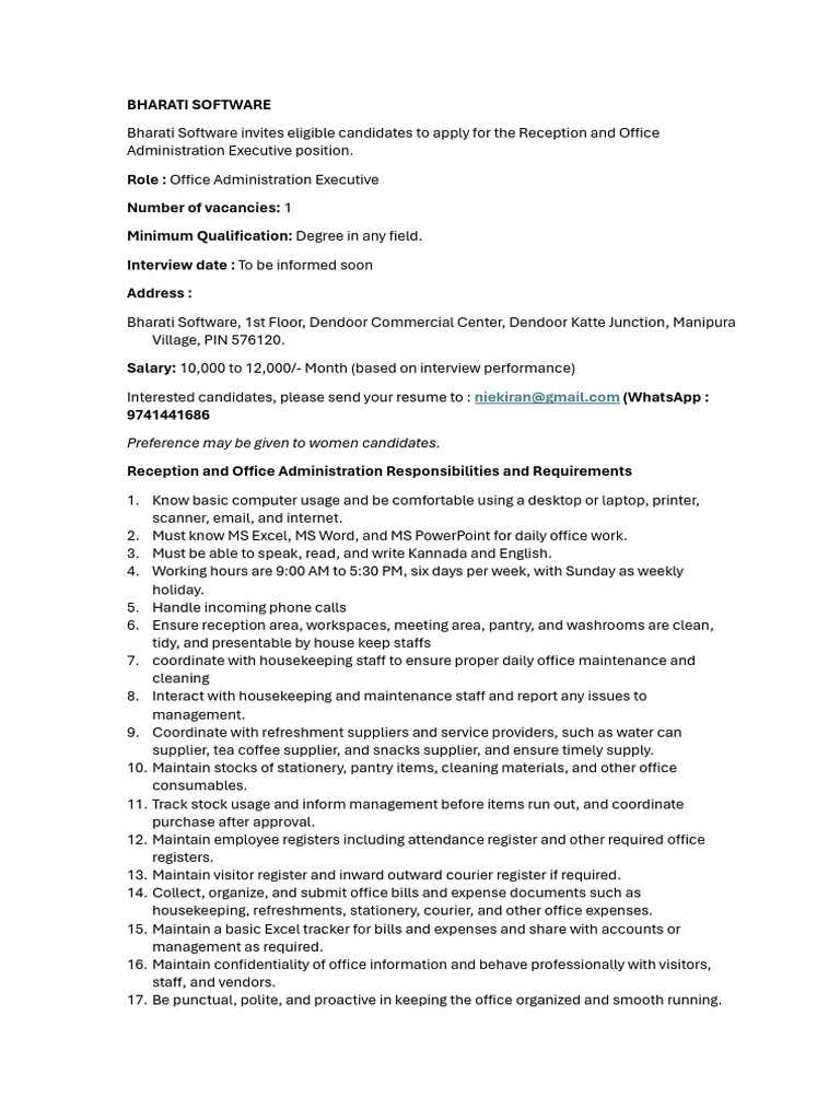 Office Administration Executive | PDF