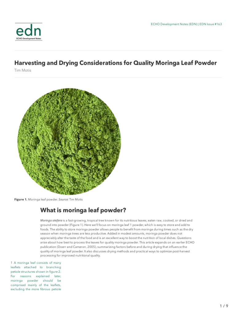 Harvesting and Dryi Eaf Powder | PDF | Leaf | Vitamin C