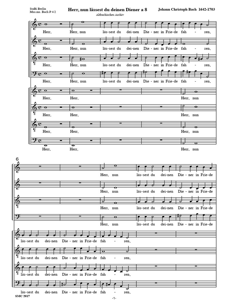 Bach, JM Herr, Nun Laessest Du A 8 P+st. | PDF
