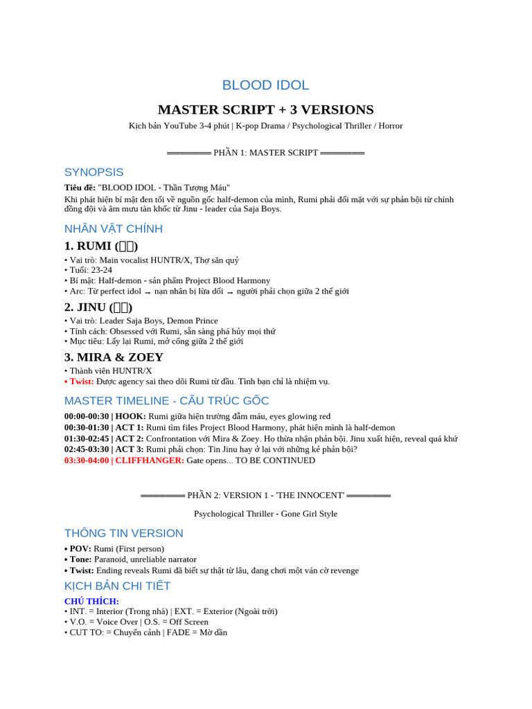 Blood Idol Complete Script | PDF