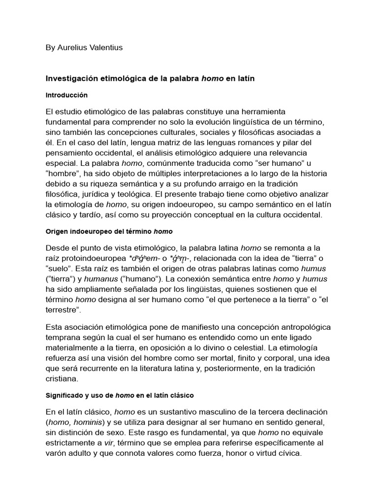 Homo y Humus - Aproximación Etimológica Al Concepto de Lo Humano en El ...