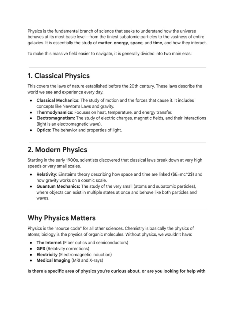 An Overview of Physics Concepts | PDF