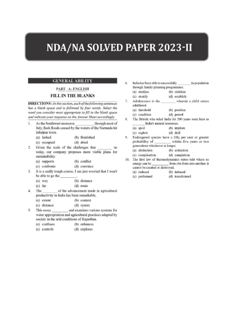 NDA Paper 2 General Studies2023 | PDF