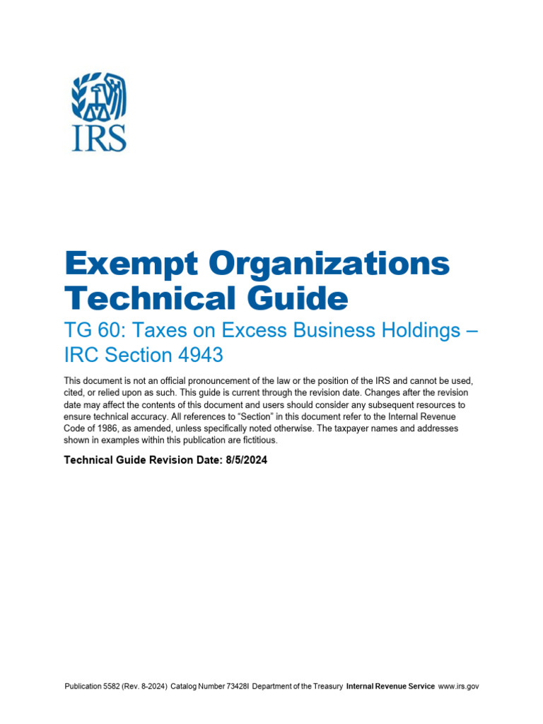Exempt Organizations Technical Guide: TG 60: Taxes On Excess Business ...