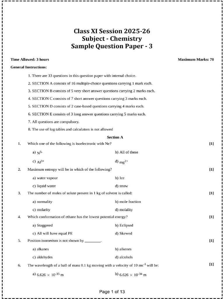 Sample Paper - 3 | PDF