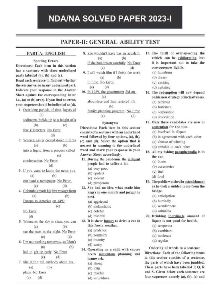 NDA General Studies Paper 1 2023 | PDF
