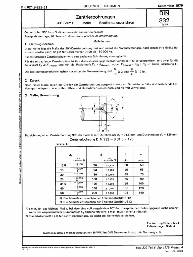 Din 332-8 1979-09 | PDF