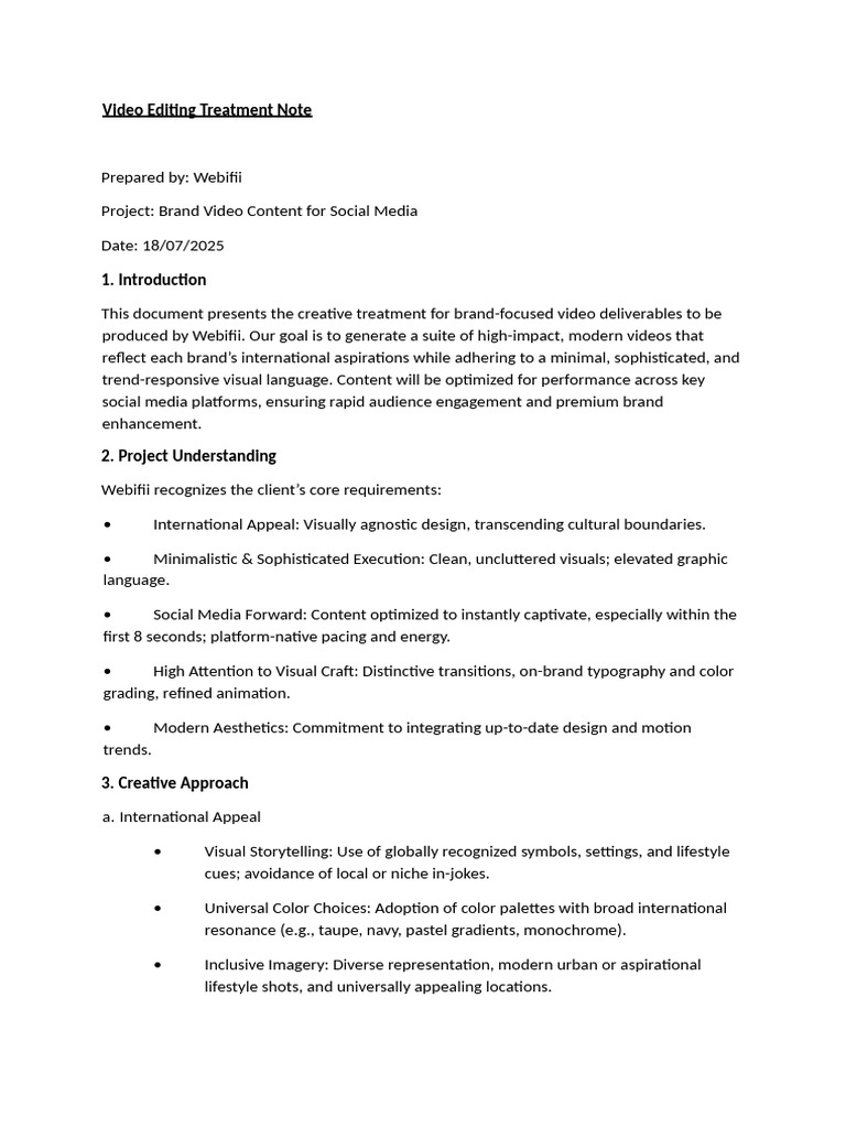 AJ Video Editing Treatment Note | PDF | Brand | Minimalism