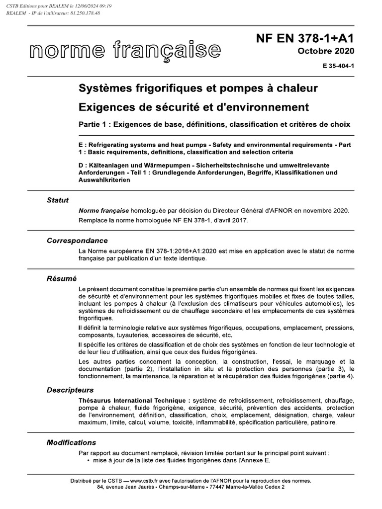 NF en 378-1+a1 | PDF