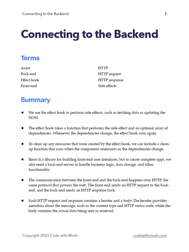 6 - Connecting To The Backend | PDF | Computer Engineering | Computer ...