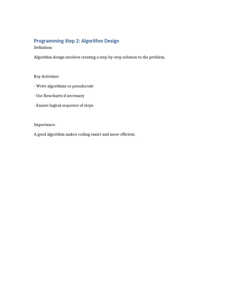 Programming Steps 2 Algorithm Design | PDF