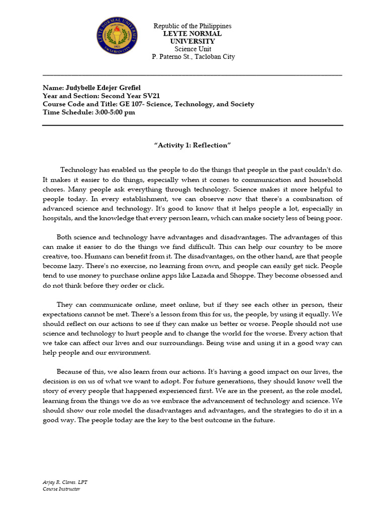 Activity 1-Reflection | PDF | Cognition