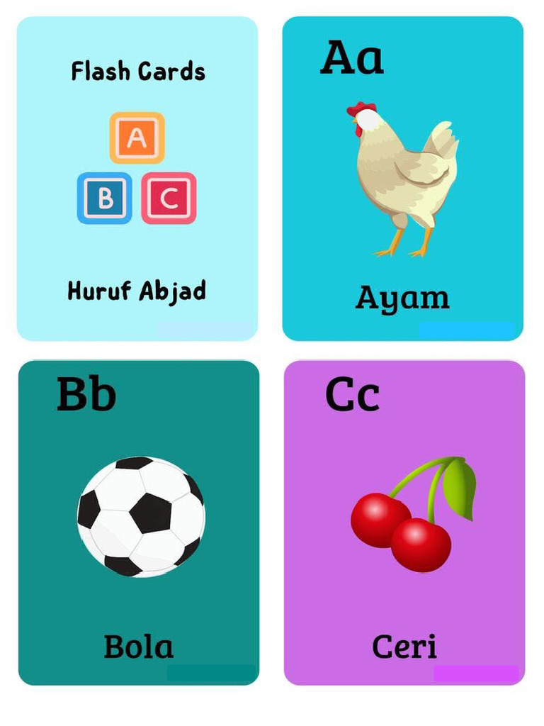 Print Flash Card Abjad Pakai Kertas A4 | PDF