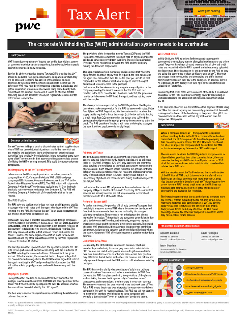Withholding Tax Administration | PDF | Taxes | Taxpayer