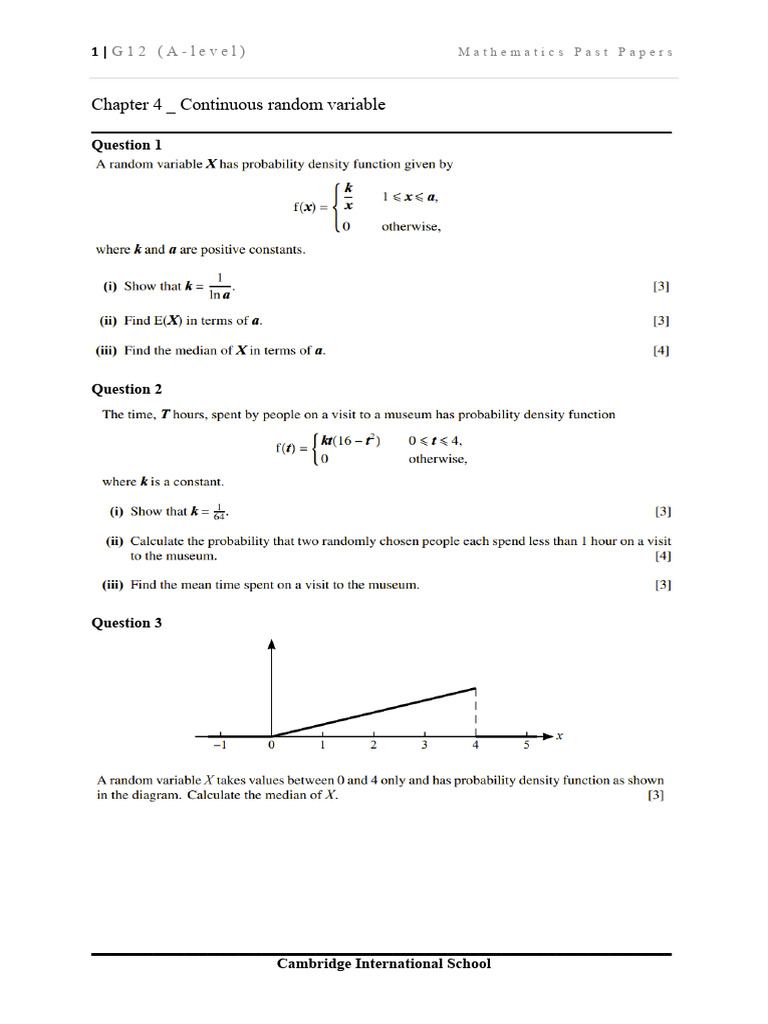 Continuous Random Variable PDF | PDF