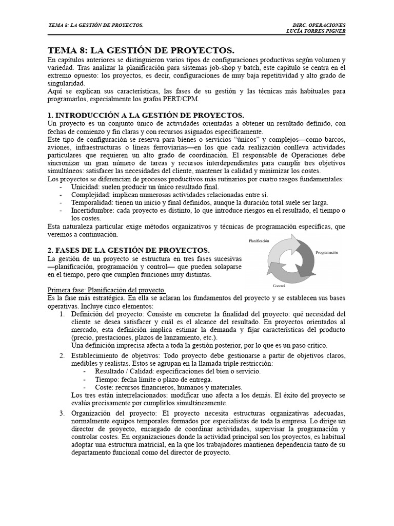 Tema 8 - La Gestión de Proyectos | PDF | Gestión de proyectos ...