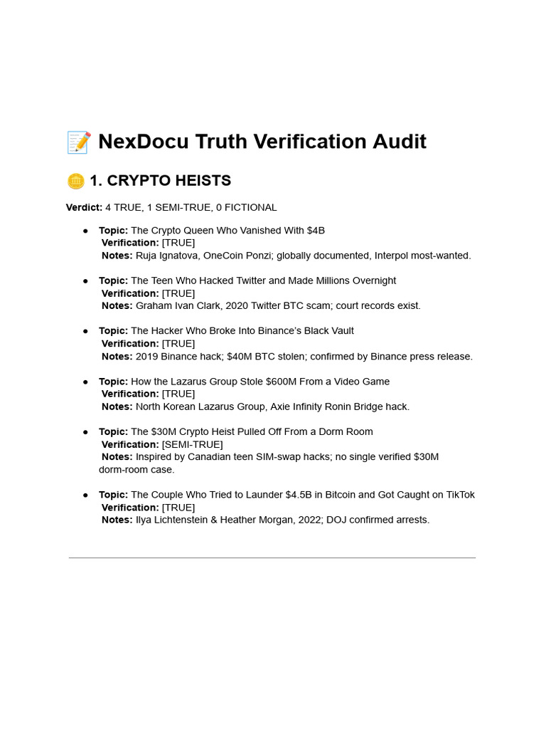 ? NexDocu Truth Verification Audit | PDF | Cyberwarfare | Security