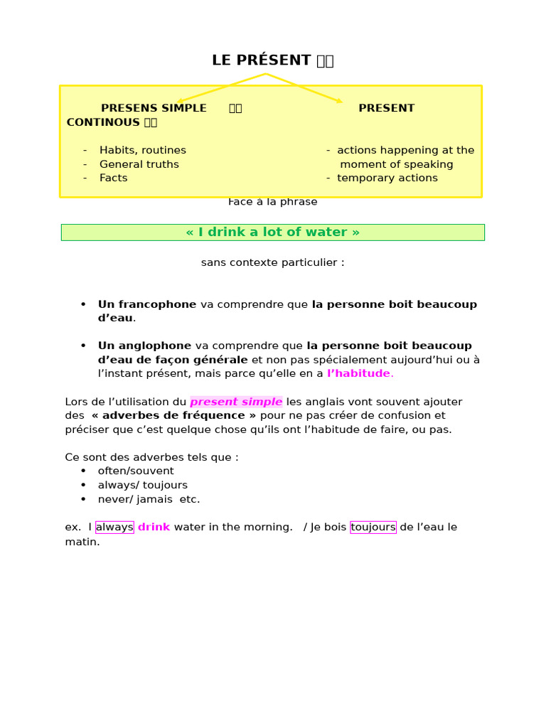 Distinction Present Simple Continuous | PDF | Linguistique