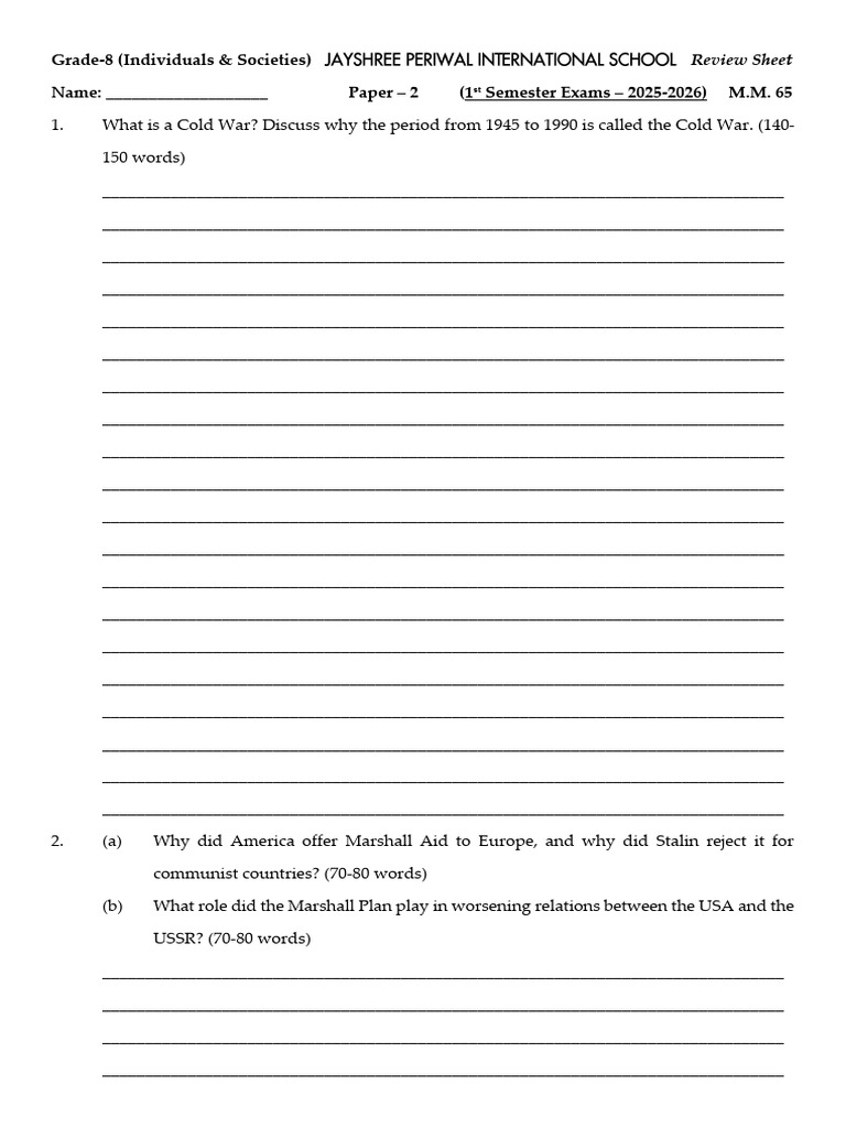 Grade-8-Individuals & Societies - Paper - 2 (Review Sheet) | PDF ...
