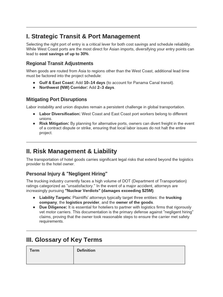 I. Strategic Transit & Port Management | PDF | Cargo | Transport