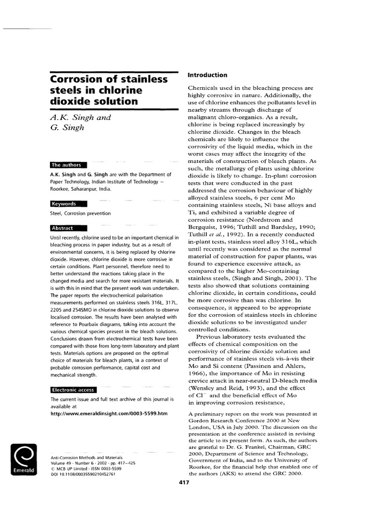 CLO2 Corrosion | PDF