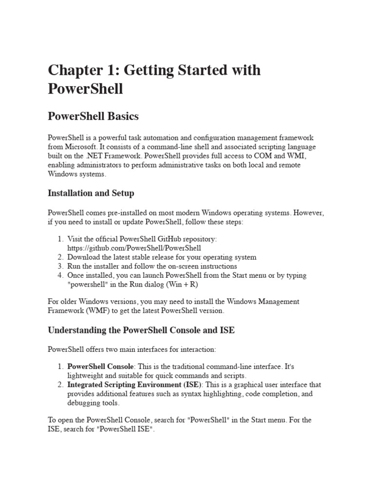 Chapter 1 - Getting Started With Powershell | PDF | Modular Programming ...