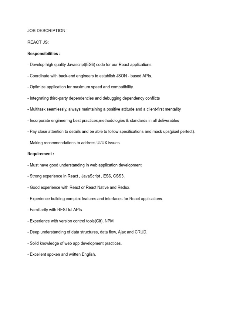 React Developer | PDF