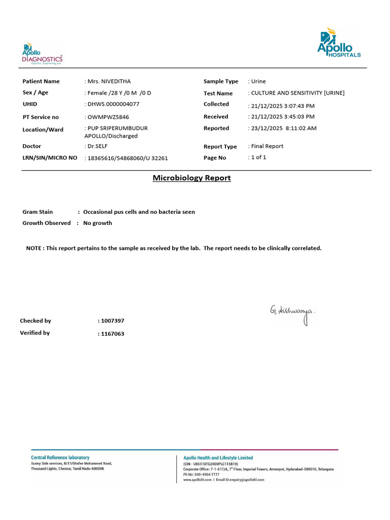 Microbiology Report: Central Reference Laboratory | PDF