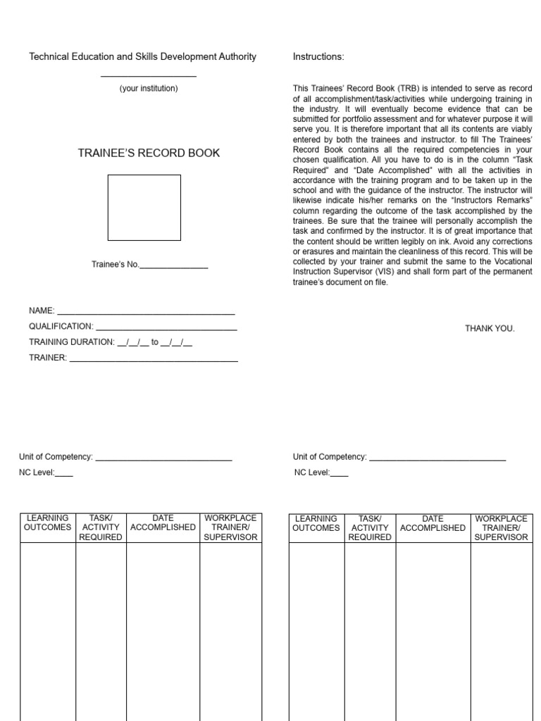 TRB-AND-PROGRESS-SHEETS | PDF | Vocational Education | Behavior ...