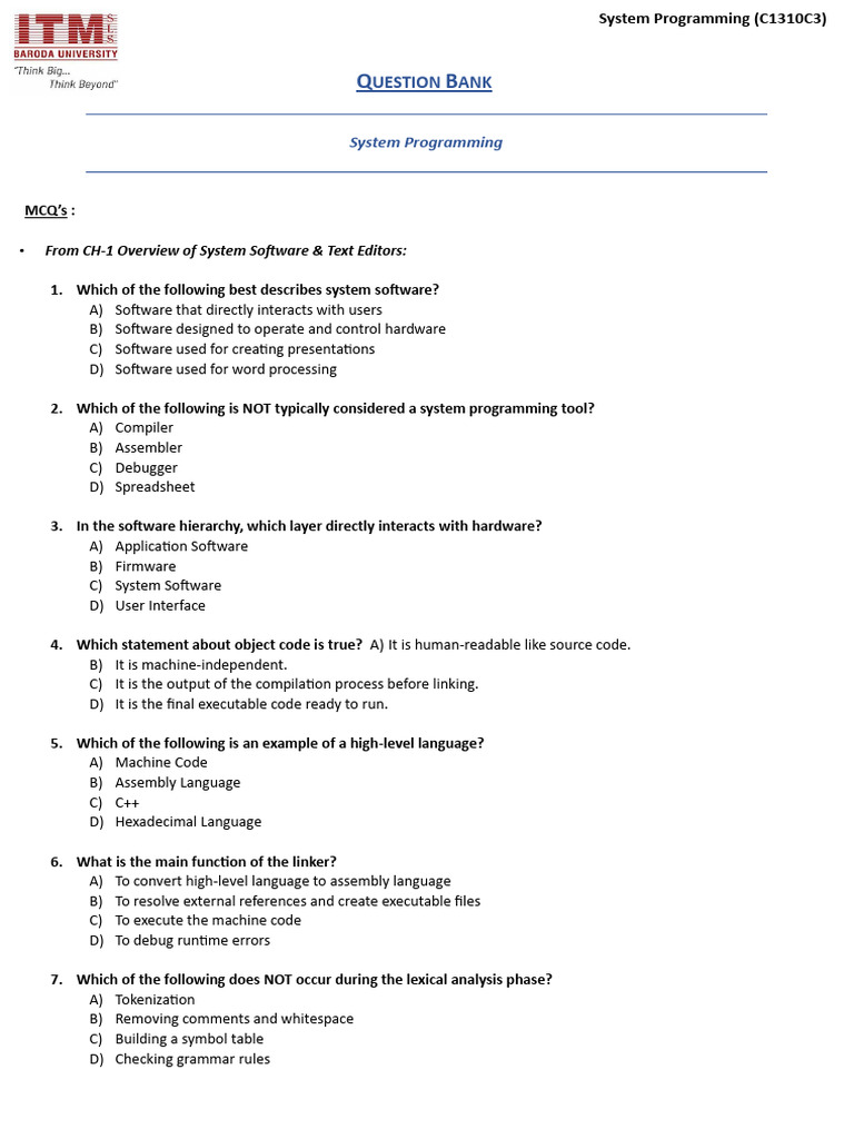 SP QuestionBank External | PDF | Parsing | Assembly Language