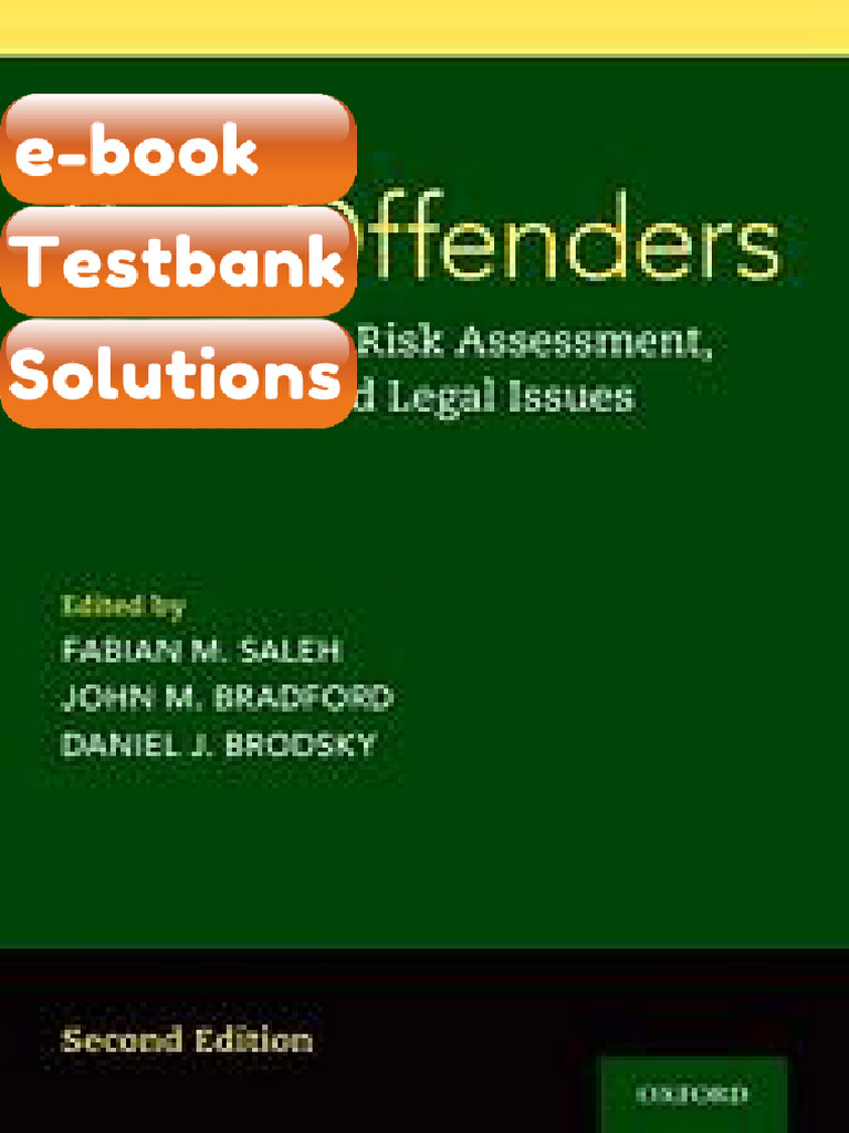 Testbank Sex Offenders 2nd Ed Identification Risk Assessment Treatment ...