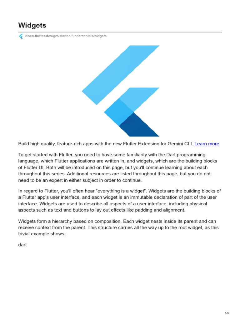 Docs - Flutter.dev Widgets | PDF | Page Layout | Software Development