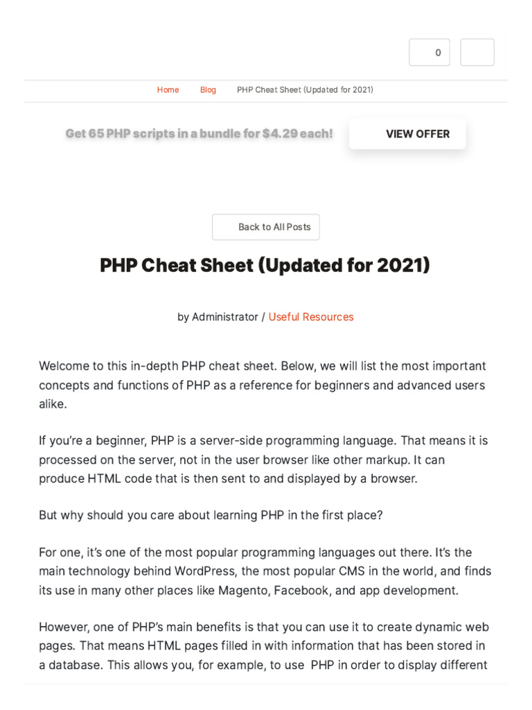 PHP Cheat Sheet (Updated For 2021) - PHPJabbers | PDF | Php | String ...