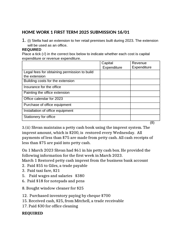 Home Work 1 Form 4 | PDF
