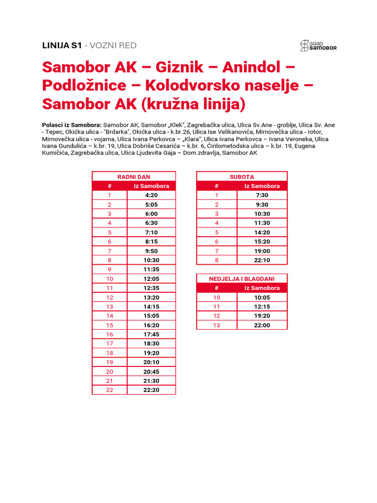 Raspored Voznje Na Svim Linijama - Azurirani 203339 | PDF