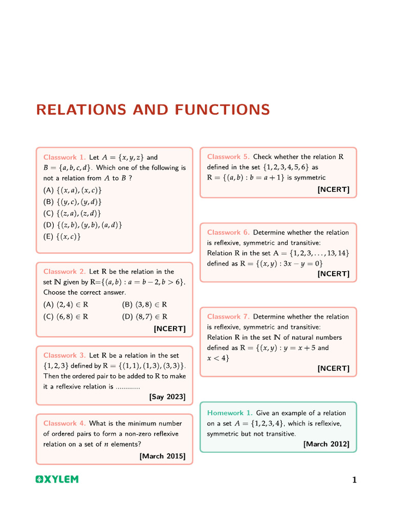 1.relations and Functions | PDF