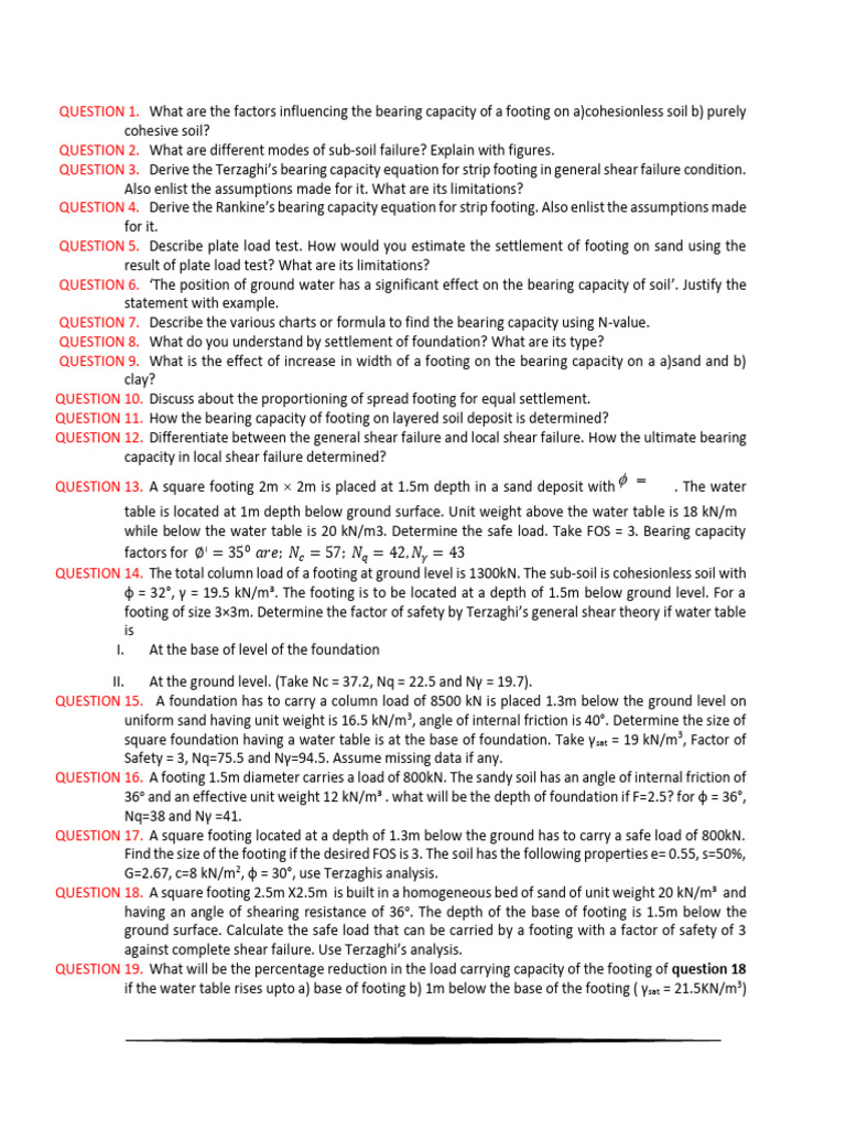 Chapter 03 Bearing Capacity and Settlement of Shallow Foundation | PDF ...