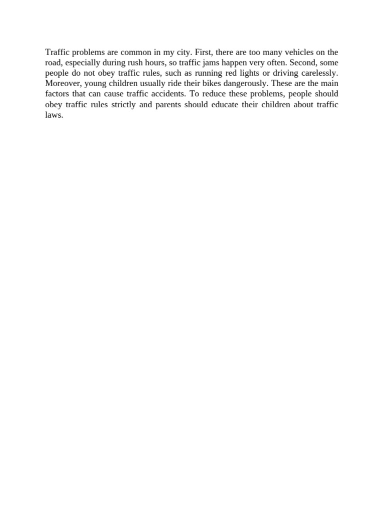 Traffic Problems Are Common in My City | PDF