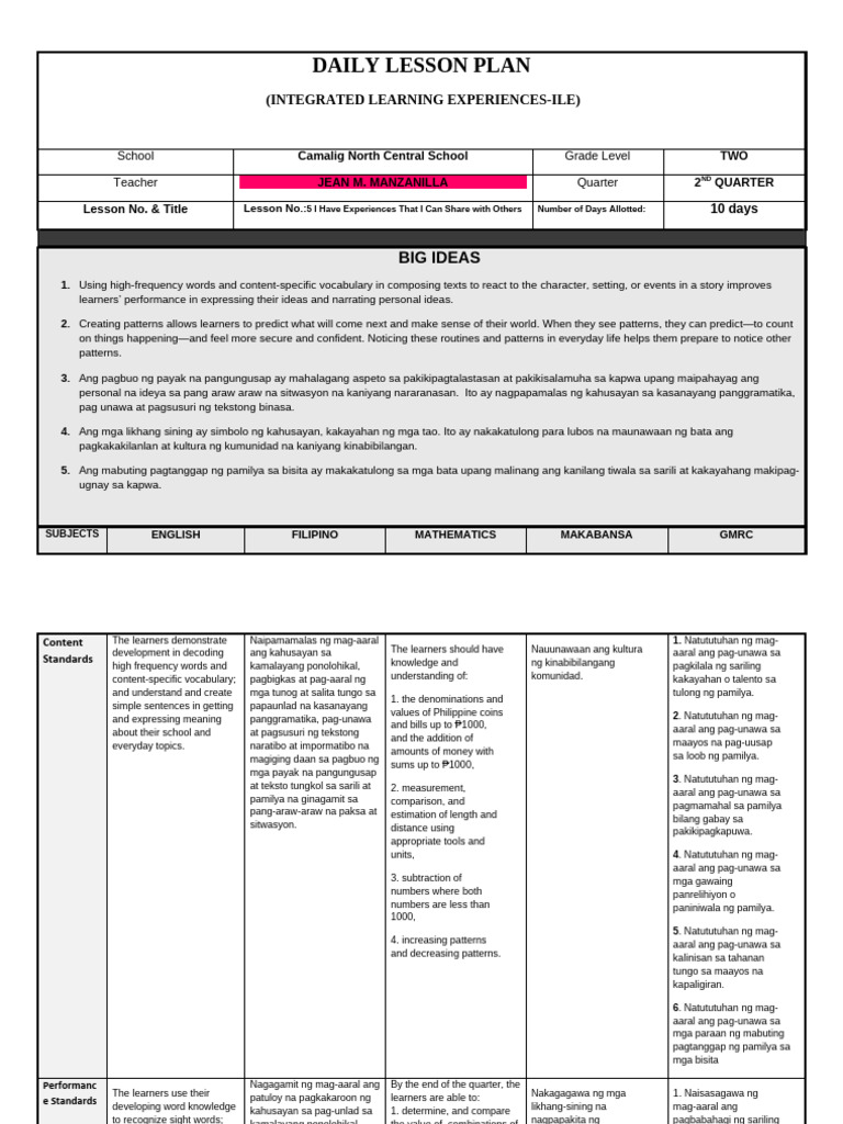 Grade-2 - DLP Q2 L5-1 | PDF | Educational Assessment | Lesson Plan