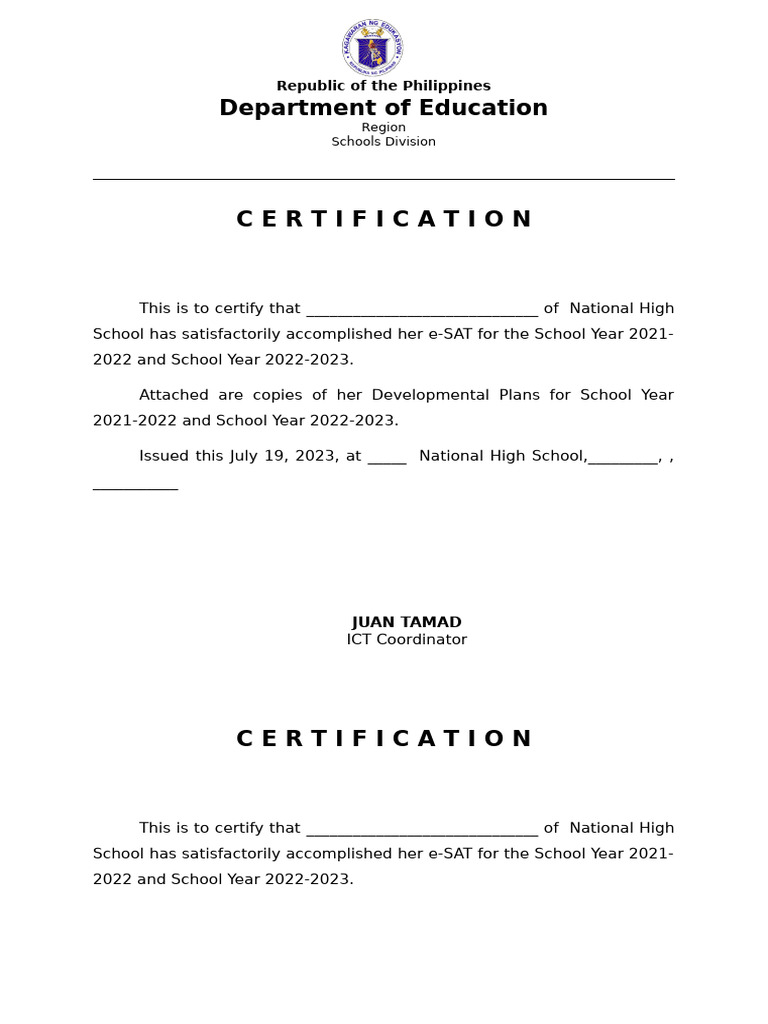 Department of Education: Republic of The Philippines | PDF