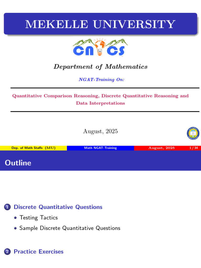 Mekelle University Math - Discrete Quantitative (NGAT) | PDF ...
