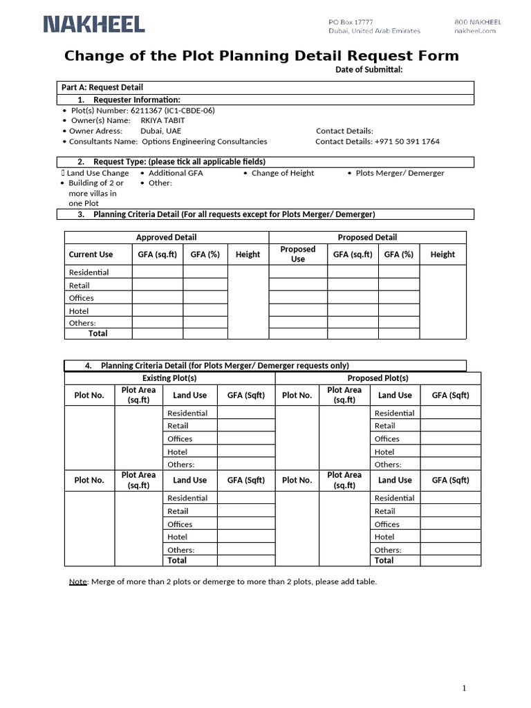 VAS Application Form - Nakheel | PDF