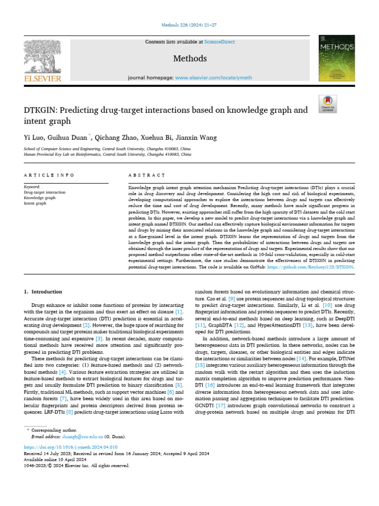 DTKGIN - Predicting Drug-Target Interactions Based On Knowledge Graph ...