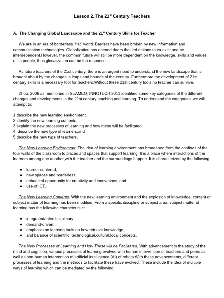 Teacher ED 21st Century Teachers | PDF | Literacy | Learning
