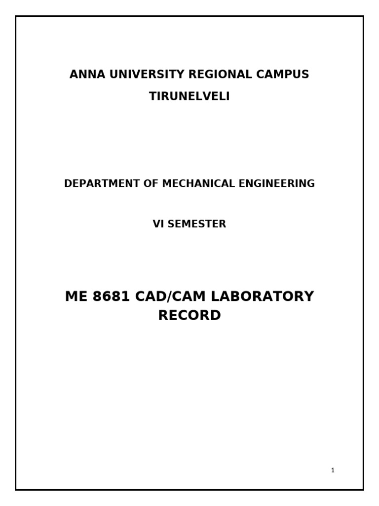 Me8681 Cad Cam Lab Record | PDF | Computer Hardware | Software