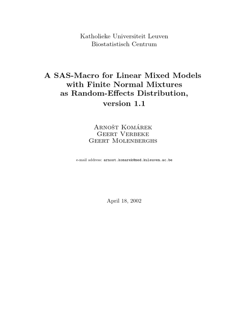 A SAS Macro For Linear Mixed Models With | PDF | Linear Regression ...