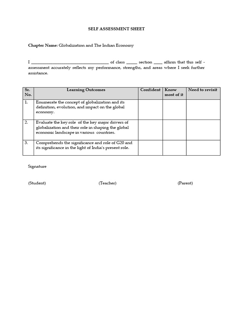 Self Assessment E4 | PDF