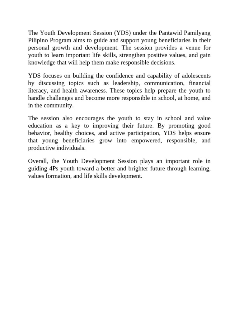 The Youth Development Session | PDF