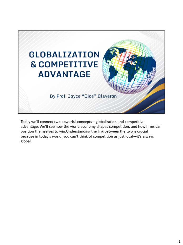 Lesson 4 Globalization and Competitive Advantage Strategic Management ...