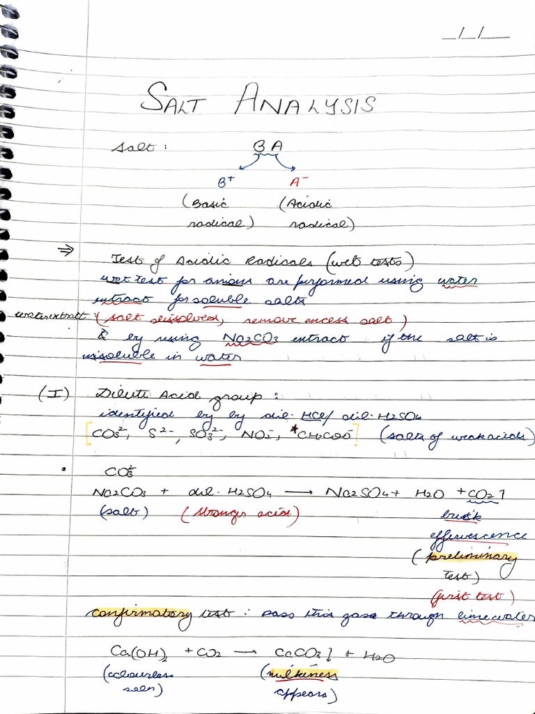 Salt Analysis | PDF
